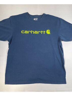 Carhartt Men XL Blue Loose Fit Short Sleeve Heavyweight Graphic Logo T-Shirt
